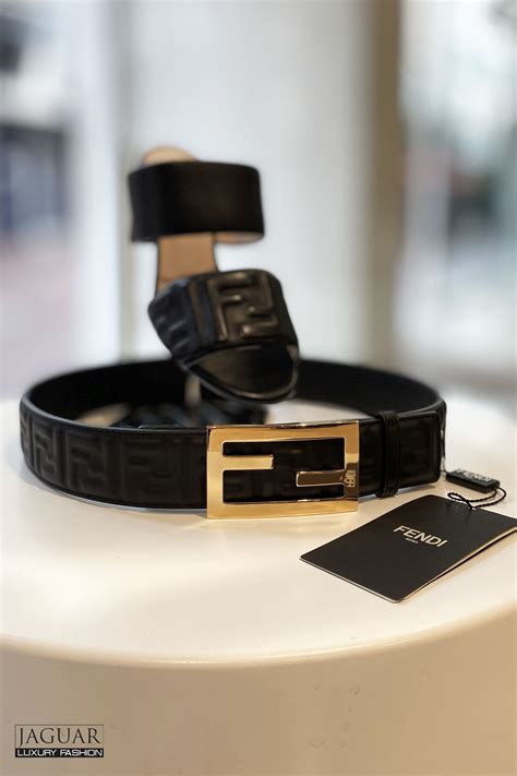 fendi embossed belt black